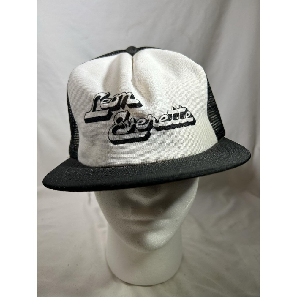 Vintage Leon Everette Black White Mesh Hat Cap Snapback Trucker Clothing Retro